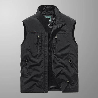 Frachtweste – mit Reißverschluss – ärmellos – Bodywarmer – Herrenweste-Schwarz-M-Chaps Herrenmode