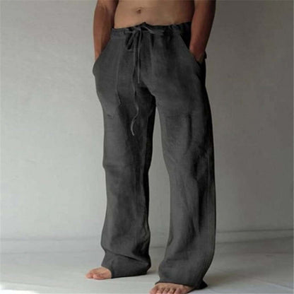 Freizeithosen | Kordelzug | Lockere Passform | Leinenhosen | Herrenhosen-Chaps Herrenmode