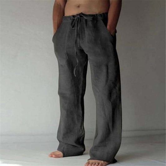 Freizeithosen | Kordelzug | Lockere Passform | Leinenhosen | Herrenhosen-Chaps Herrenmode