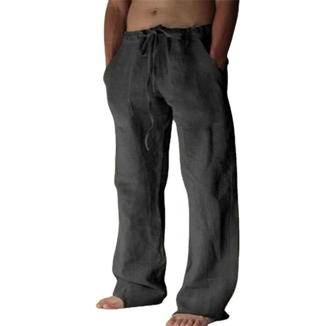 Freizeithosen | Kordelzug | Lockere Passform | Leinenhosen | Herrenhosen-Schwarz-S-Chaps Herrenmode
