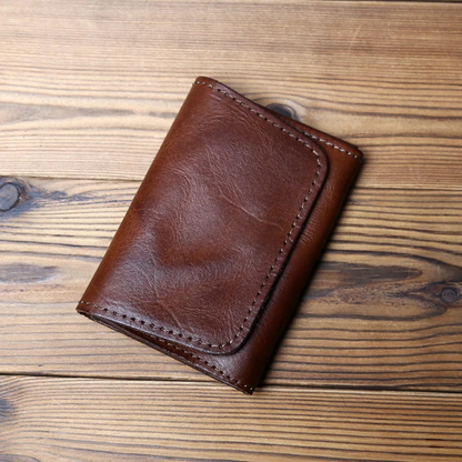 Geldbörse Herren | Vollleder | Dreifach Faltung | Druckknopf-Chaps Herrenmode