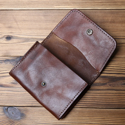 Geldbörse Herren | Vollleder | Dreifach Faltung | Druckknopf-Chaps Herrenmode