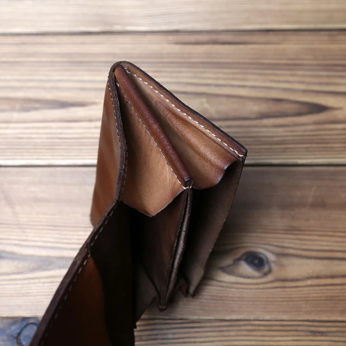 Geldbörse Herren | Vollleder | Dreifach Faltung | Druckknopf-Chaps Herrenmode