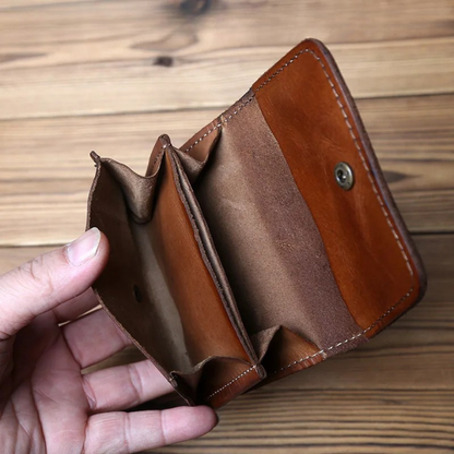 Geldbörse Herren | Vollleder | Dreifach Faltung | Druckknopf-Chaps Herrenmode