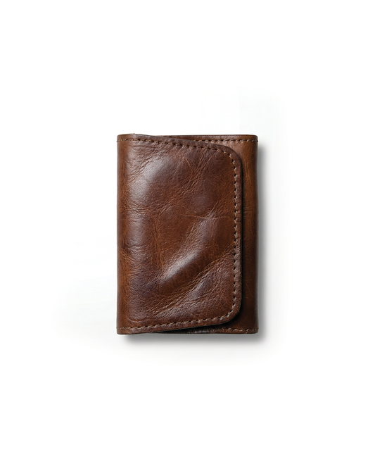 Geldbörse Herren | Vollleder | Dreifach Faltung | Druckknopf-Dunkelbraun-Chaps Herrenmode