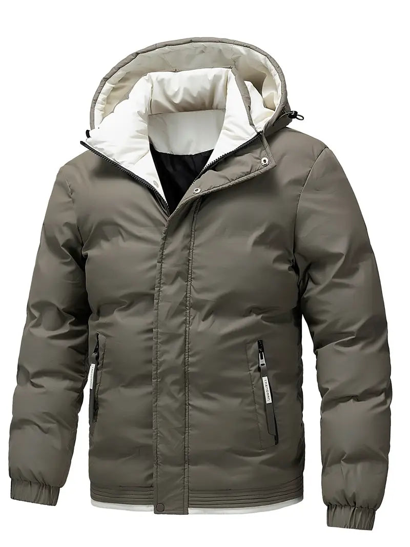 Gepolsterte Jacke | Warm | Mit Kapuze | Daunenjacke | Herren-Wintermantel-Grau-M-Chaps Herrenmode