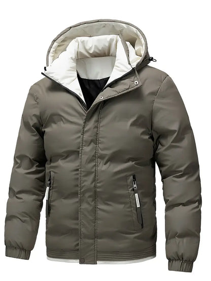 Gepolsterte Jacke | Warm | Mit Kapuze | Daunenjacke | Herren-Wintermantel-Grau-M-Chaps Herrenmode