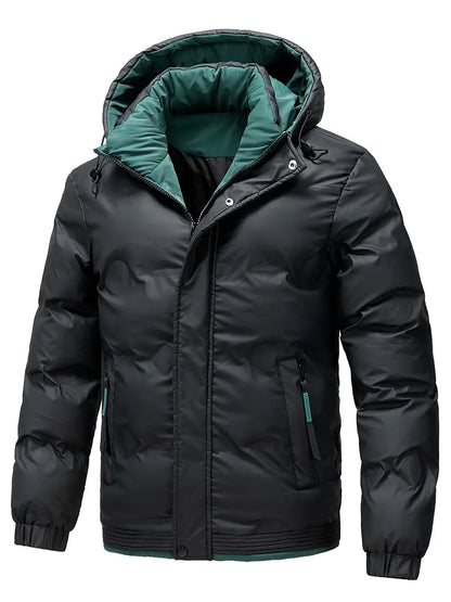 Gepolsterte Jacke | Warm | Mit Kapuze | Daunenjacke | Herren-Wintermantel-Schwarz-M-Chaps Herrenmode