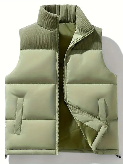 Gepolsterte Weste – mit Reißverschluss – Bodywarmer – Daunenweste – Herrenweste-Grün-S-Chaps Herrenmode