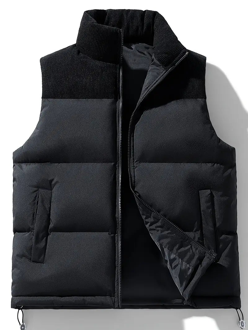 Gepolsterte Weste – mit Reißverschluss – Bodywarmer – Daunenweste – Herrenweste-Schwarz-S-Chaps Herrenmode