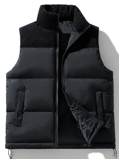 Gepolsterte Weste – mit Reißverschluss – Bodywarmer – Daunenweste – Herrenweste-Schwarz-S-Chaps Herrenmode