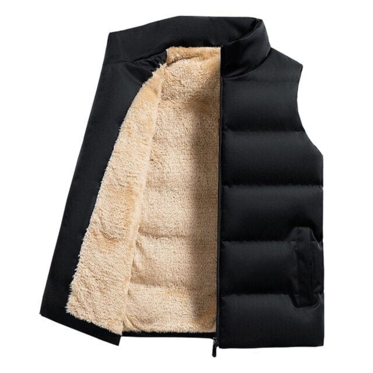 Gepolstertes Gilet - Herren Fleece gefütterte Pufferweste Bodywarmer-Schwarz-S-Chaps Herrenmode
