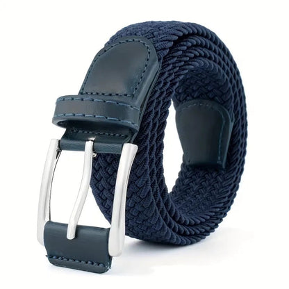 Gürtel Herren Geflochten | Stretch Stoffgürtel | Dornschließe | 112 cm-Marineblau-Chaps Herrenmode