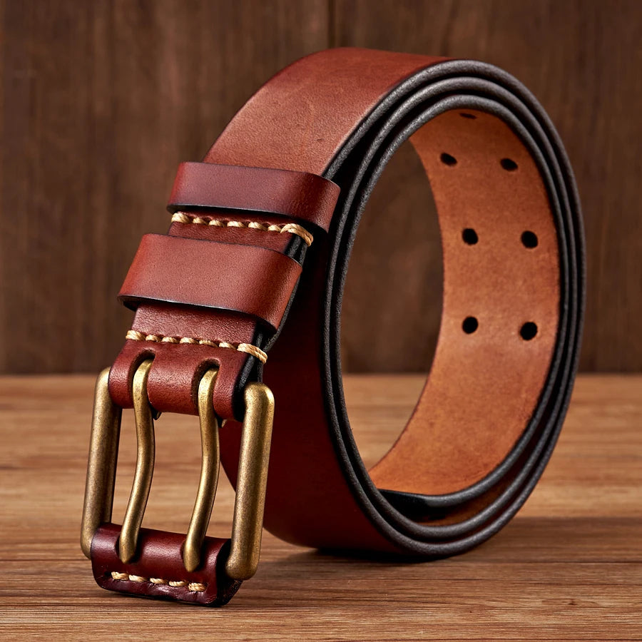 Gürtel Herren | Ledergürtel | Doppeldorn Schnalle | Vintage-Chaps Herrenmode