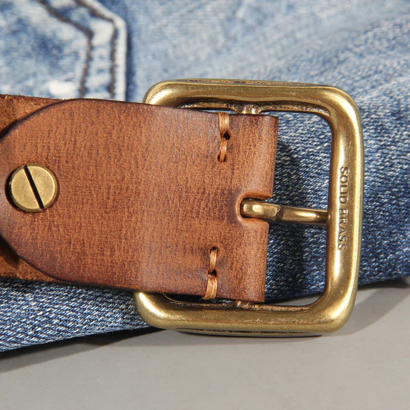 Gürtel Herren | Ledergürtel | Handgefärbt | Massive Messingschnalle-Chaps Herrenmode