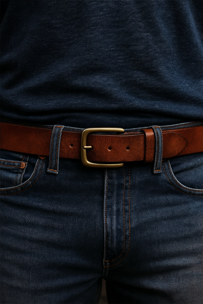 Gürtel Herren | Ledergürtel | Handgefärbt | Massive Messingschnalle-Chaps Herrenmode