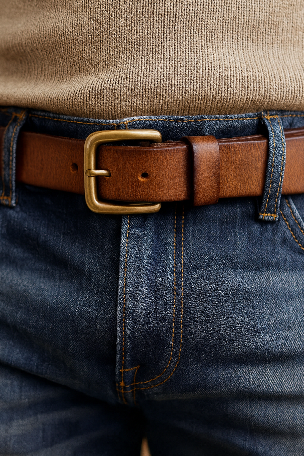 Gürtel Herren | Ledergürtel | Handgefärbt | Massive Messingschnalle-Chaps Herrenmode