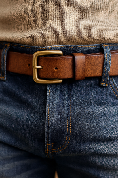 Gürtel Herren | Ledergürtel | Handgefärbt | Massive Messingschnalle-Chaps Herrenmode
