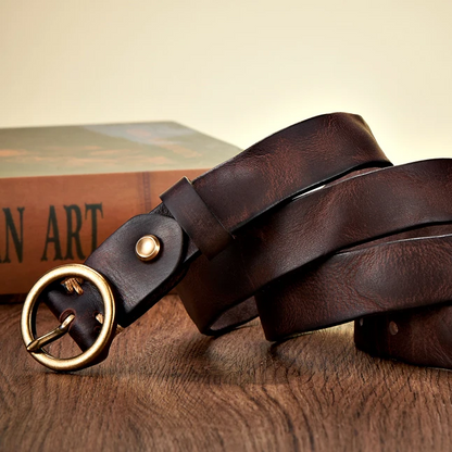Gürtel Herren | Ledergürtel | Rundschnalle | Vintage Optik-Chaps Herrenmode
