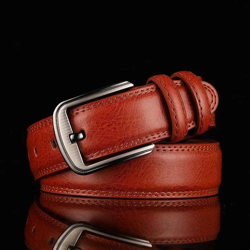 Gürtel Herren | Ledergürtel | Vollleder | Gebürstete Schnalle-Rot-S-Chaps Herrenmode