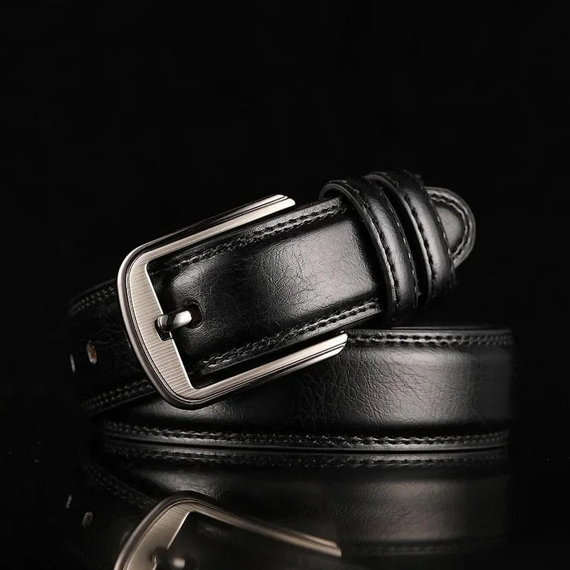Gürtel Herren | Ledergürtel | Vollleder | Gebürstete Schnalle-Schwarz-S-Chaps Herrenmode