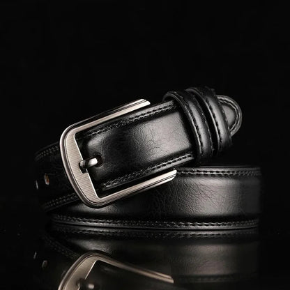 Gürtel Herren | Ledergürtel | Vollleder | Gebürstete Schnalle-Schwarz-S-Chaps Herrenmode