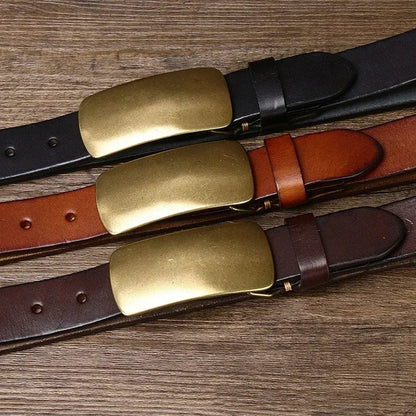 Gürtel Herren | Ledergürtel | Vollleder | Plattenschnalle Messing-Chaps Herrenmode