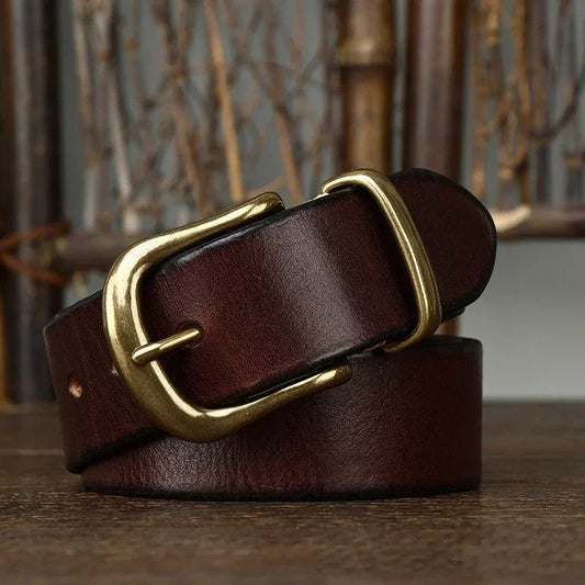 Gürtel Herren | Vollleder | Antike Messingschnalle | Handgefertigt-Mahagonibraun-76-81-Chaps Herrenmode
