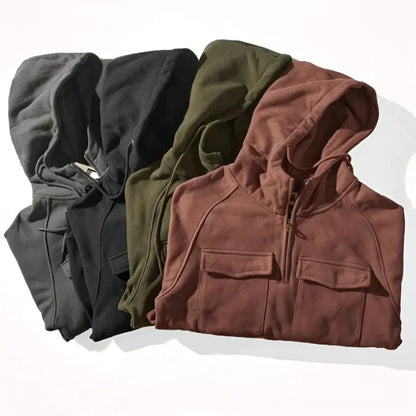 Halb-Reißverschluss-Hoodie – Pullover – Kängurutasche – Cargo-Hoodie – Herren-Hoodie-Chaps Herrenmode