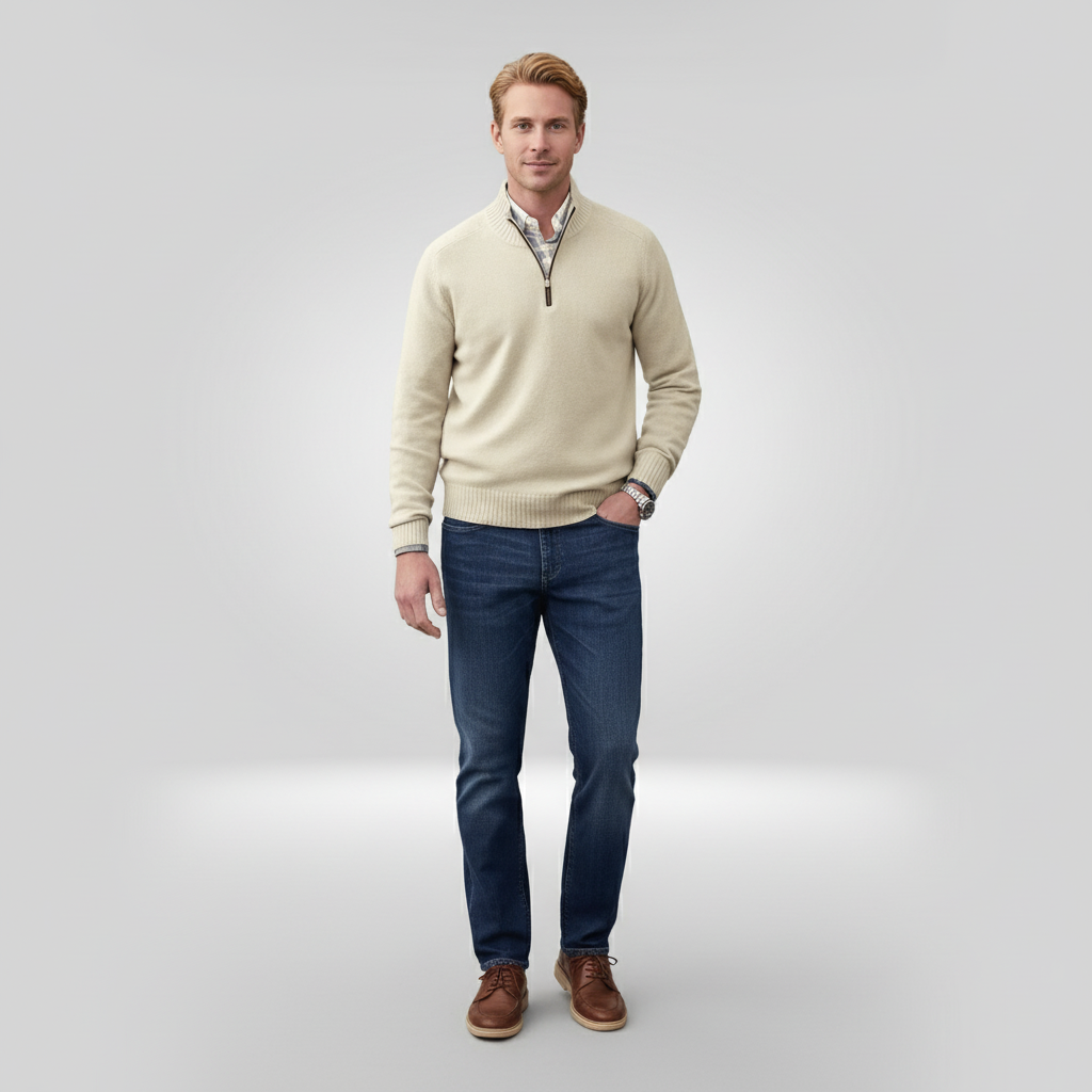 Halb-Reißverschluss-Pullover – Strickpullover mit Viertel-Reißverschluss für Herren-Chaps Herrenmode