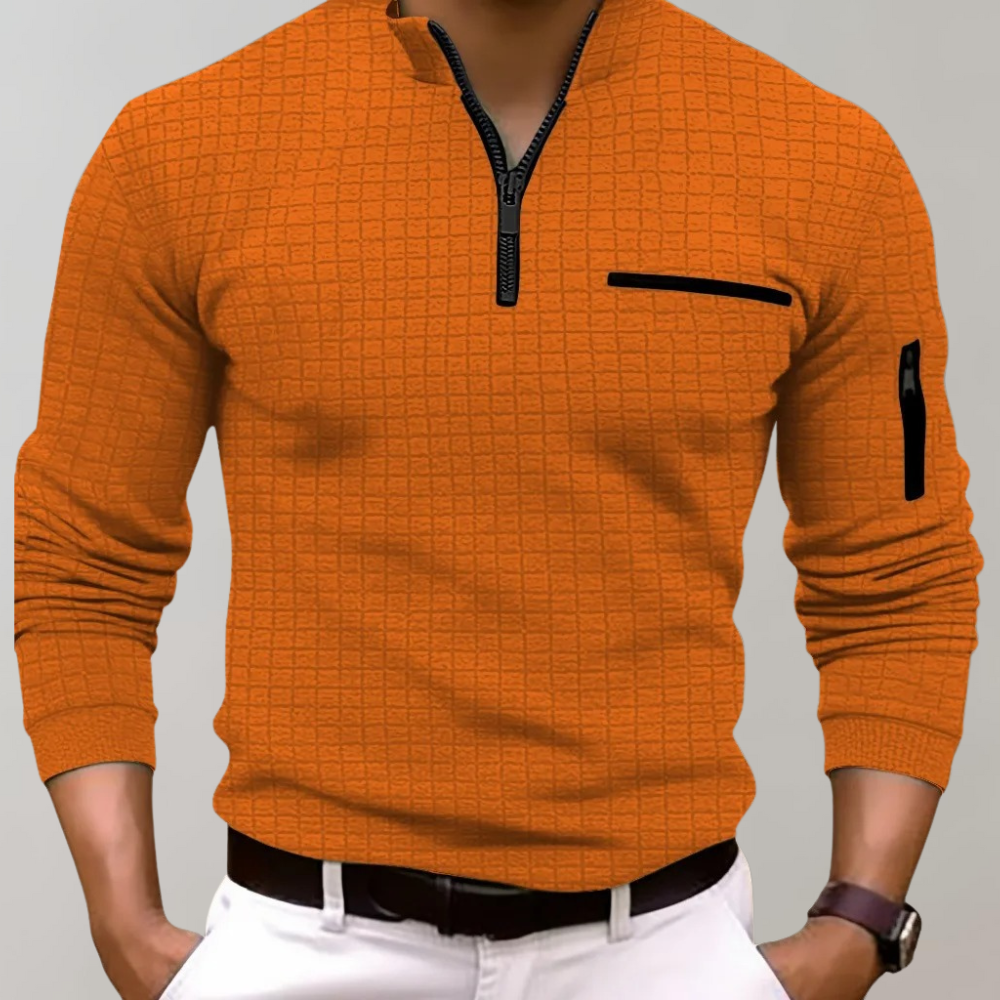 Halbzipfelmütze Zip Shirt | Pullover | Polo Shirt | Halbzipfelmütze Zip Sweatshirt | Herren-Half Zip Sweater-Orange-S-Chaps Herrenmode