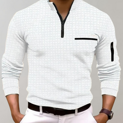 Halbzipfelmütze Zip Shirt | Pullover | Polo Shirt | Halbzipfelmütze Zip Sweatshirt | Herren-Half Zip Sweater-Weiß-S-Chaps Herrenmode