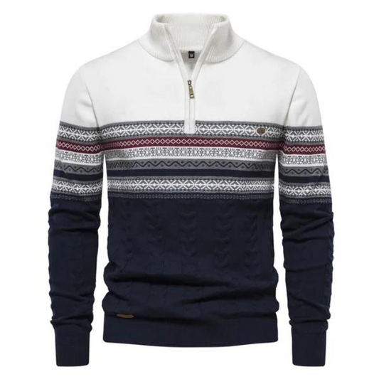 Half Zip Pullover | Gestrickt | Winter | Pullover | Herrenbekleidung-Weiß-S-Chaps Herrenmode