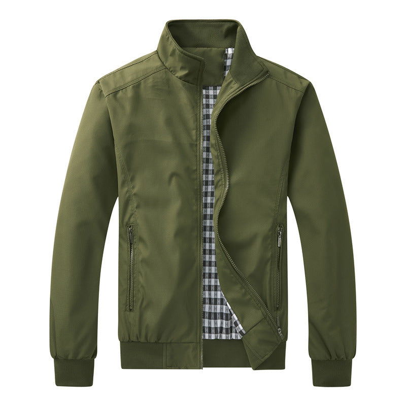 Harrington-Jacke | Mit Reißverschluss | Leicht | Winddicht | Herrenjacke-Armeegrün-S-Chaps Herrenmode