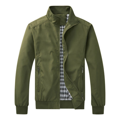 Harrington-Jacke | Mit Reißverschluss | Leicht | Winddicht | Herrenjacke-Armeegrün-S-Chaps Herrenmode