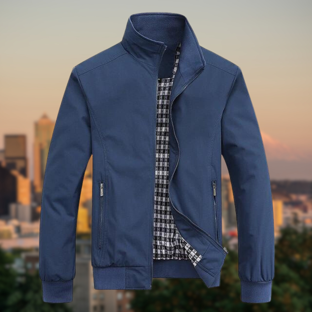 Harrington-Jacke | Mit Reißverschluss | Leicht | Winddicht | Herrenjacke-Blau-S-Chaps Herrenmode