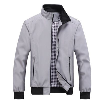 Harrington-Jacke | Mit Reißverschluss | Leicht | Winddicht | Herrenjacke-Grau-S-Chaps Herrenmode