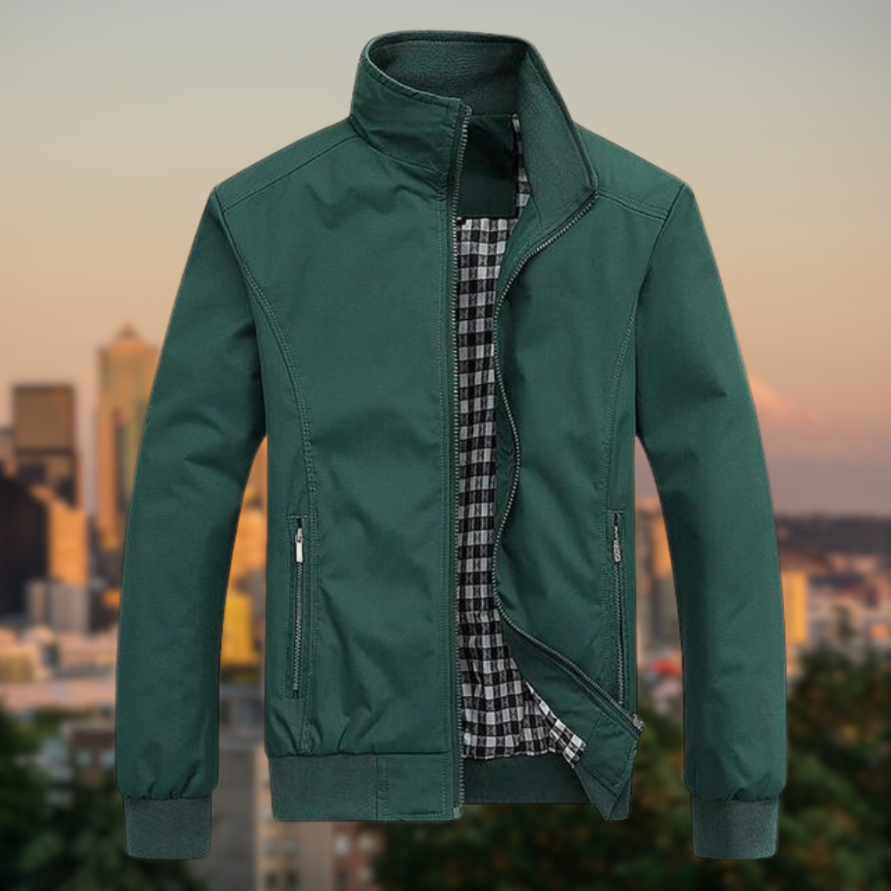 Harrington-Jacke | Mit Reißverschluss | Leicht | Winddicht | Herrenjacke-Grün-S-Chaps Herrenmode