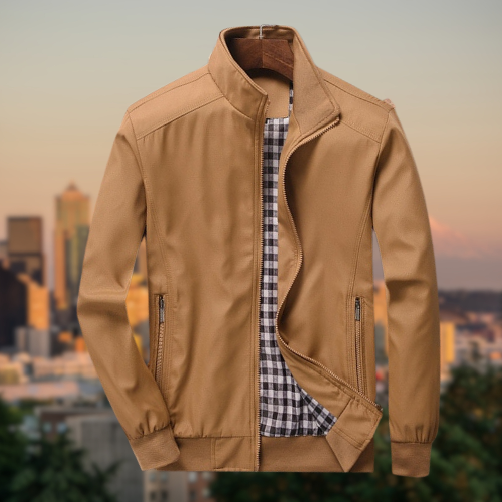 Harrington-Jacke | Mit Reißverschluss | Leicht | Winddicht | Herrenjacke-Khaki-S-Chaps Herrenmode
