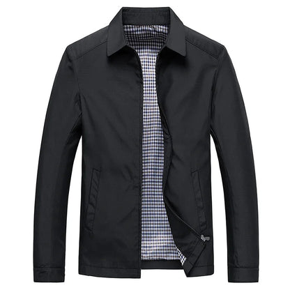 Harrington Jacke – mit Reißverschluss – leicht – winddicht – Herrenjacke-Schwarz-S-Chaps Herrenmode