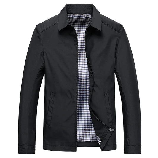Harrington Jacke – mit Reißverschluss – leicht – winddicht – Herrenjacke-Schwarz-S-Chaps Herrenmode