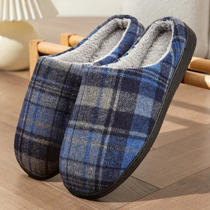 Hausschuhe – Herren-Hausschuhe mit Karomuster und Plüschfutter-Chaps Herrenmode
