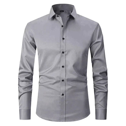 Hemd | Knitterfrei | Stretch | Button-Up Hemd | Herrenhemden-Grau-weiß-XS-Chaps Herrenmode