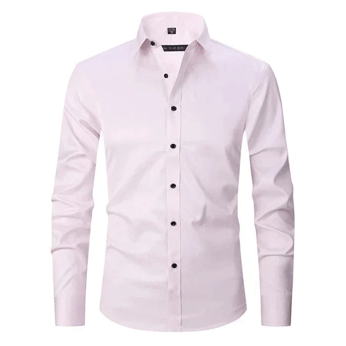 Hemd - Langarm - Stretchig - Bügelfreies Hemd - Herrenhemd-Rosa-S-Chaps Herrenmode