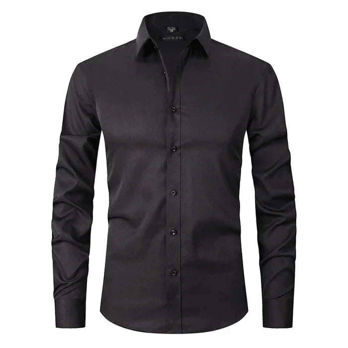 Hemd - Langarm - Stretchig - Bügelfreies Hemd - Herrenhemd-Schwarz-S-Chaps Herrenmode