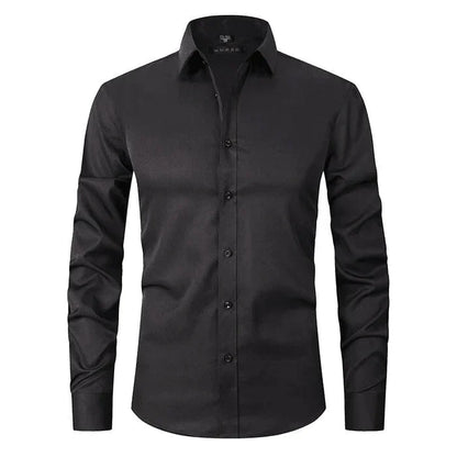 Hemd - Langarm - Stretchig - Bügelfreies Hemd - Herrenhemd-Schwarz-S-Chaps Herrenmode