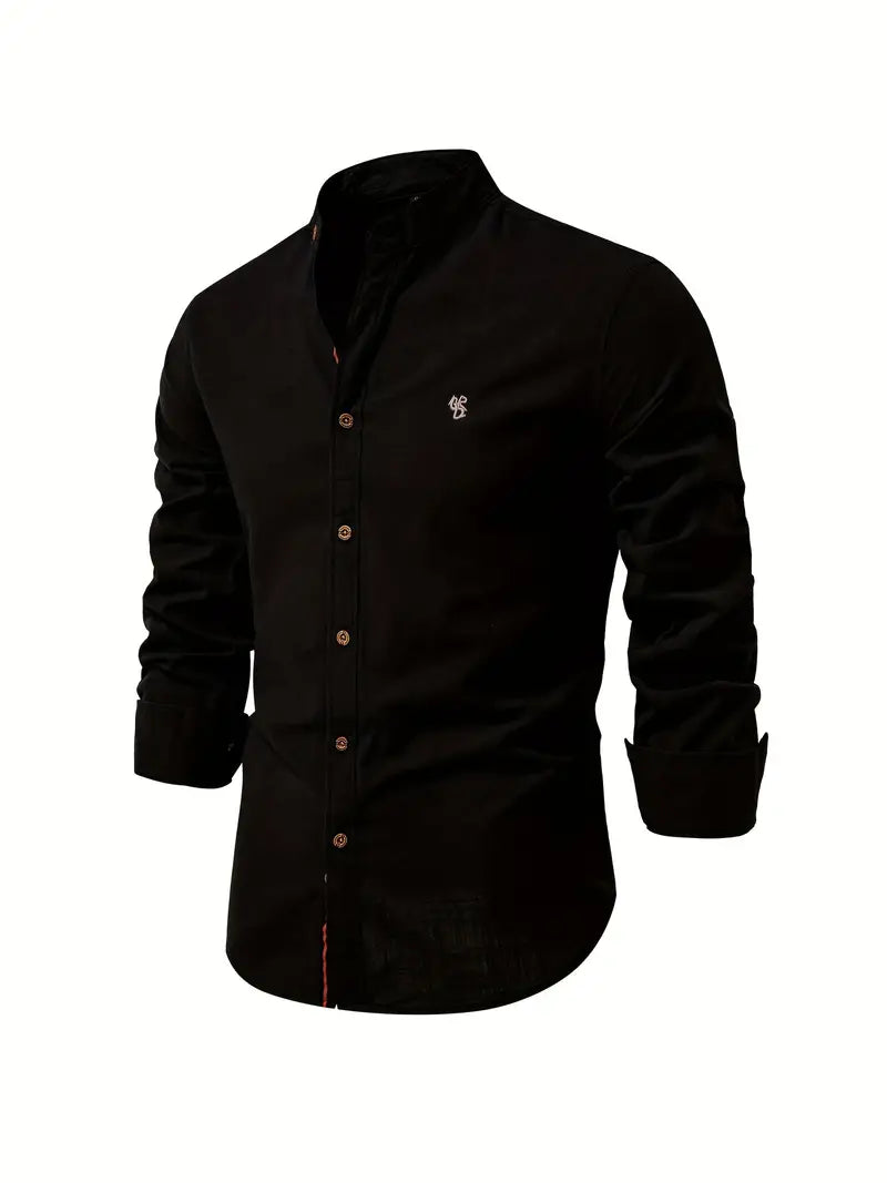 Hemd mit Knopfleiste - Bequem - Schmale Passform - Lange Ärmel - Herrenhemden-Schwarz-XS-Chaps Herrenmode