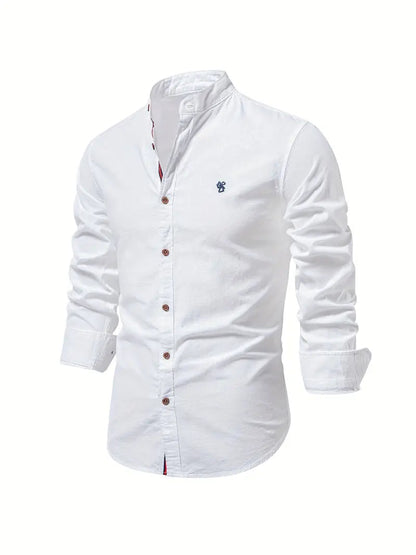 Hemd mit Knopfleiste - Bequem - Schmale Passform - Lange Ärmel - Herrenhemden-Weiß-XS-Chaps Herrenmode