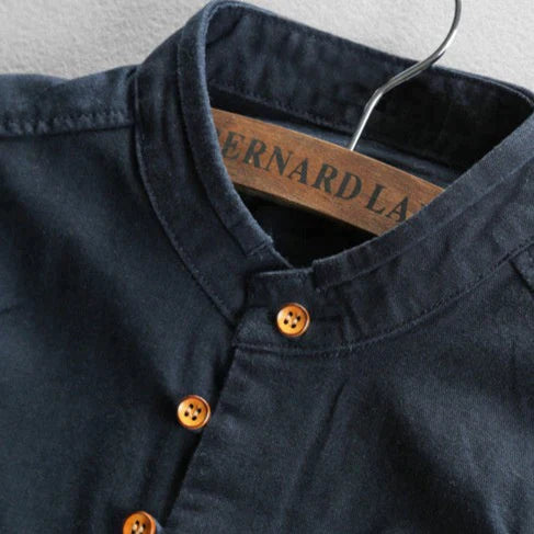 Hemd mit Knopfleiste | Klassisch | Japanischer Stil | Langarm | Herrenhemd-Chaps Herrenmode