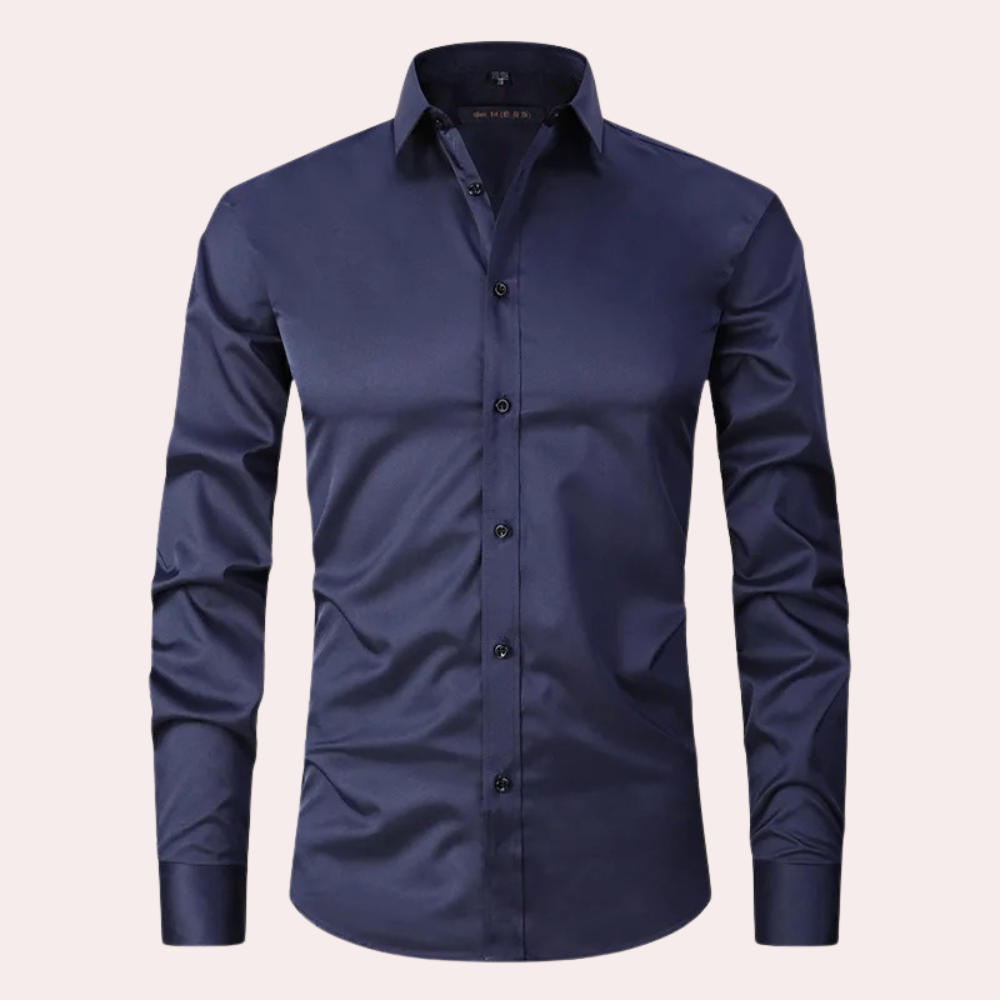 Hemd mit Knopfleiste | Langarm | Slim Fit | Stretch-Businesshemd | Herrenhemden-Marineblau-S-Chaps Herrenmode